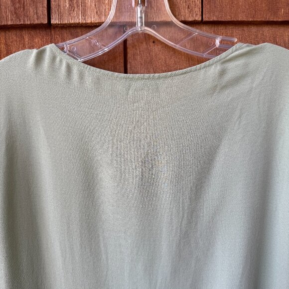 EUC Eileen Fisher Sea Green Short Sleeve Silk Georgette Crepe Tunic - X-Large - Picture 5 of 9